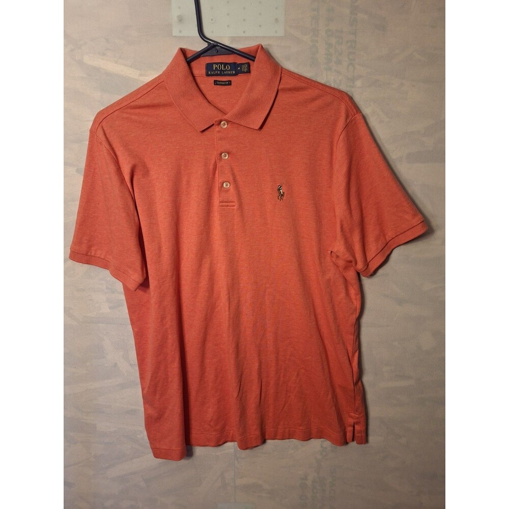 Polo Ralph Lauren Men's Medium Orange Heather Classic Fit Short Sleeve Polo